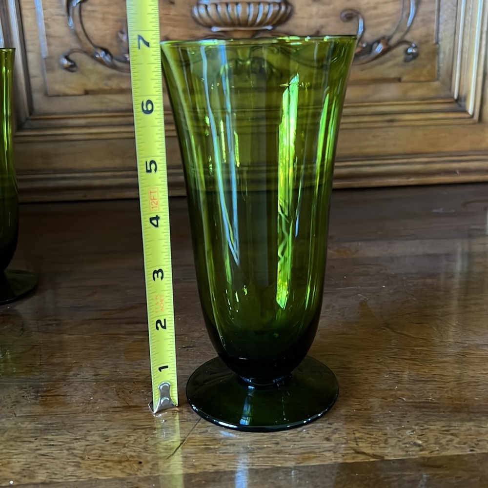 Pilsner Mid-Century Green Goblets / Tumblers 5 Total - Picture 9 of 12